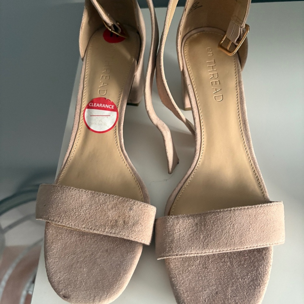 OnThread Nude Block Heel Sandals - Size 11 -